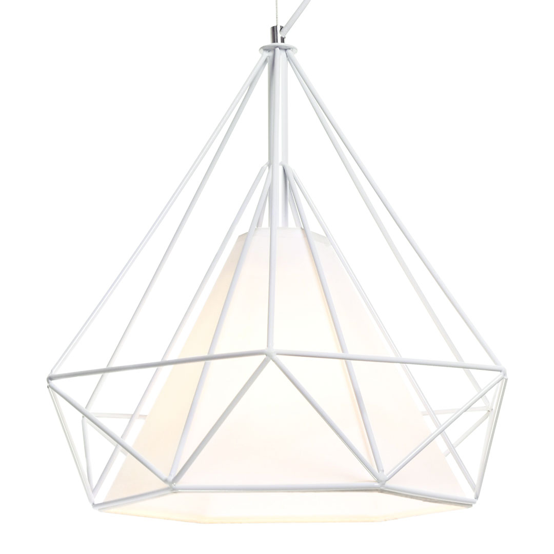 Bílá diamantová závěsná lampa FORTI moderní skandinávská do podkroví - Lumina Deco obrázek 1
