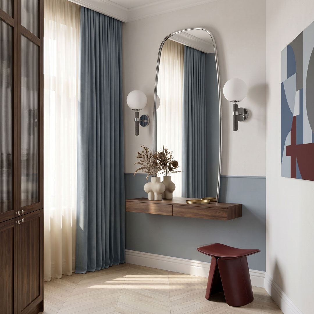Chromovaná nástěnná lampa, svítidlo GRANINO D20, moderní design, betonová rukojeť