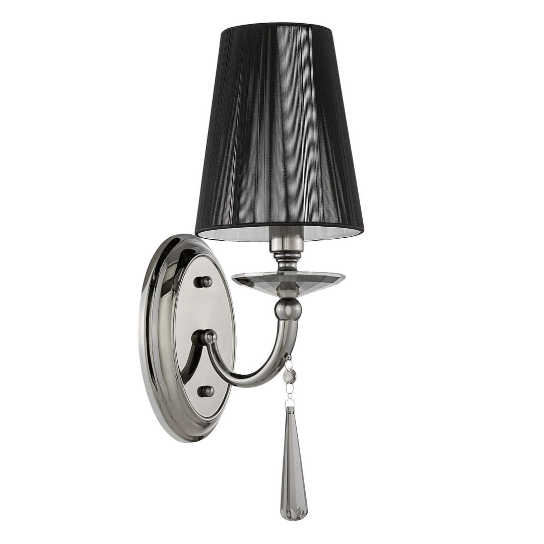Černá lampička na zeď FABIONE klasické nástěnné svítidlo z křišťálovým ověsem - Lumina Deco obrázek 1