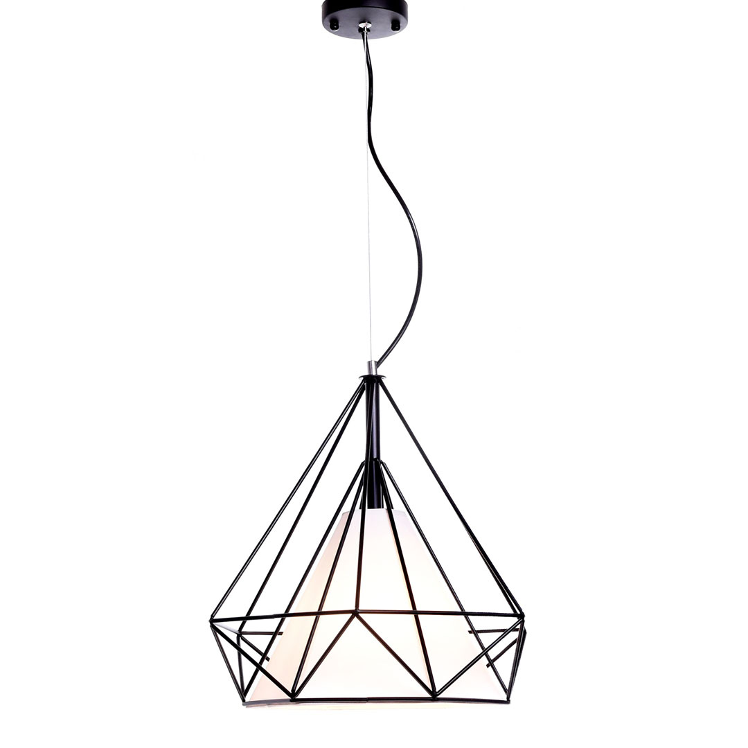 Černá drátěná stropní lampa, lustr, diamant FORTI průmyslová, loftová, skandinávská - Lumina Deco obrázek 4