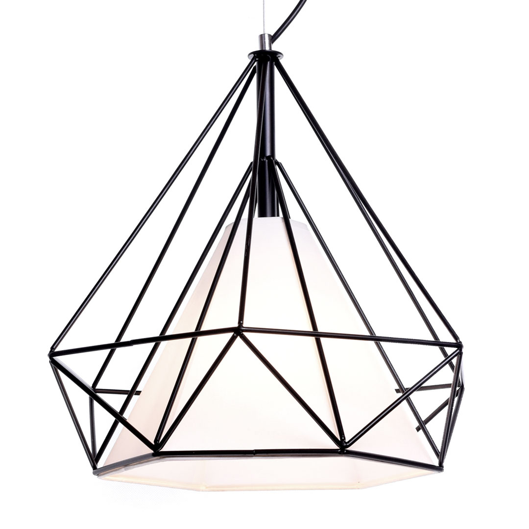 Černá drátěná stropní lampa, lustr, diamant FORTI průmyslová, loftová, skandinávská - Lumina Deco obrázek 1