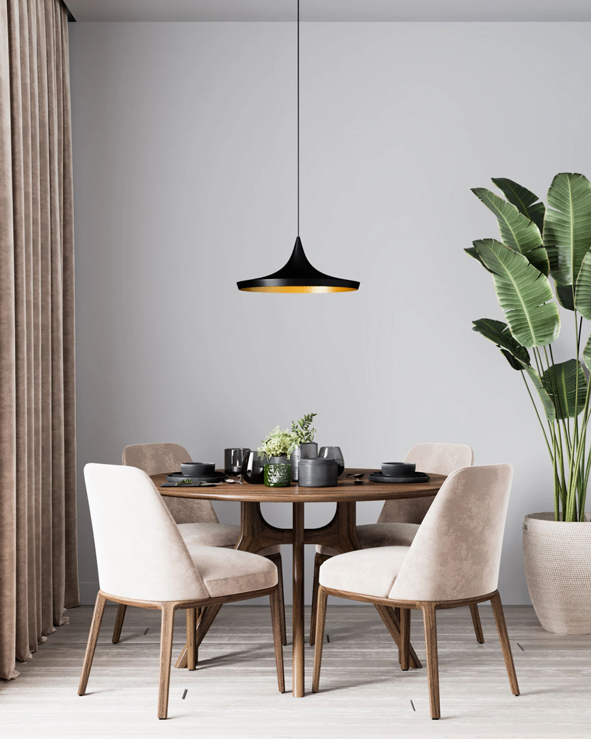 Černé minimalistické stropní svítidlo, závěsná lampa FOGGI 12C zlatý vnitřek, loftová, skandinávská - Lumina Deco obrázek 2