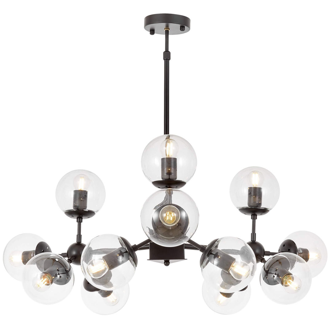 Černá závěsná lampa skleněné bubliny koule ZODIAK W12 designový moderní lustr - Lumina Deco obrázek 1
