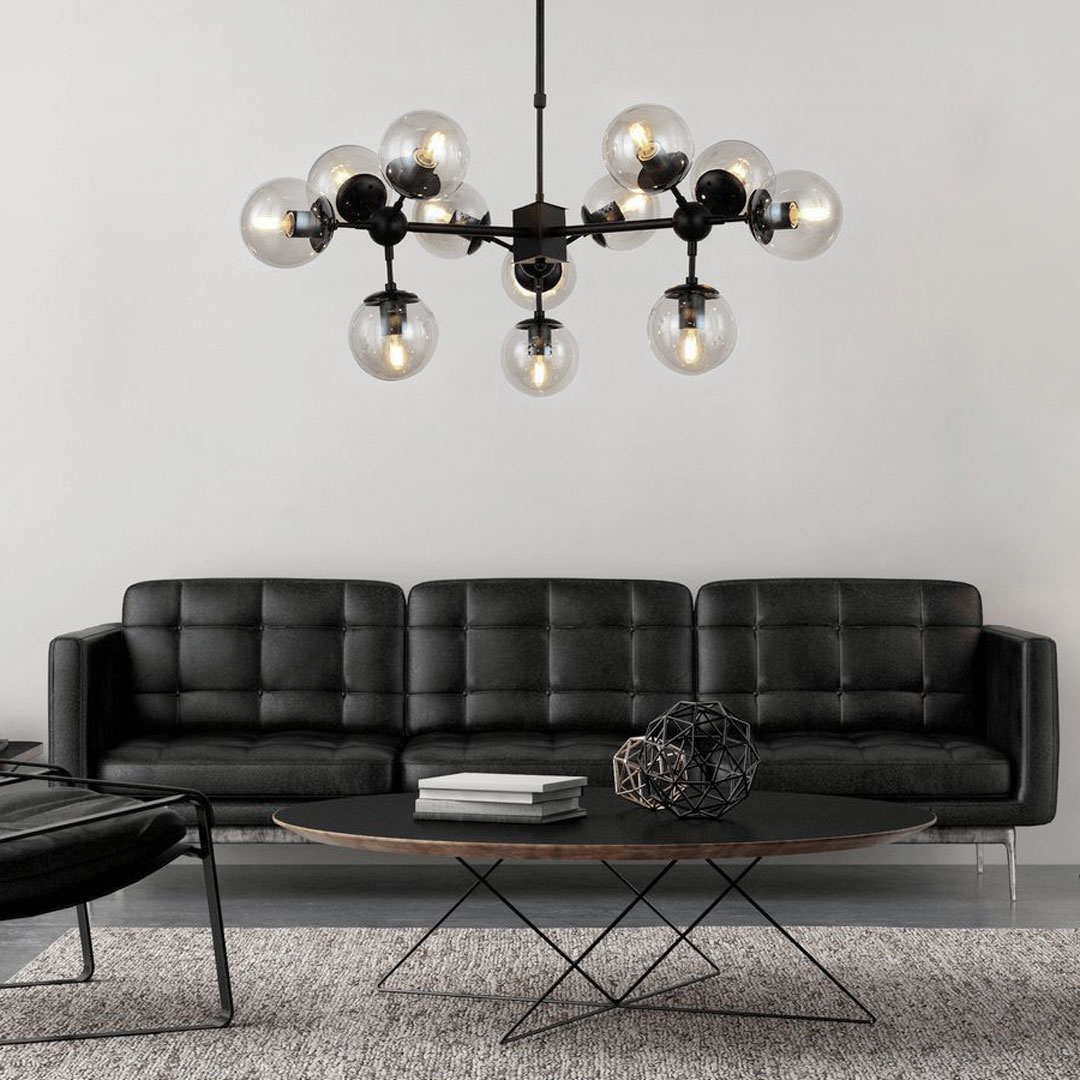 Černá závěsná lampa skleněné bubliny koule ZODIAK W12 designový moderní lustr - Lumina Deco obrázek 2