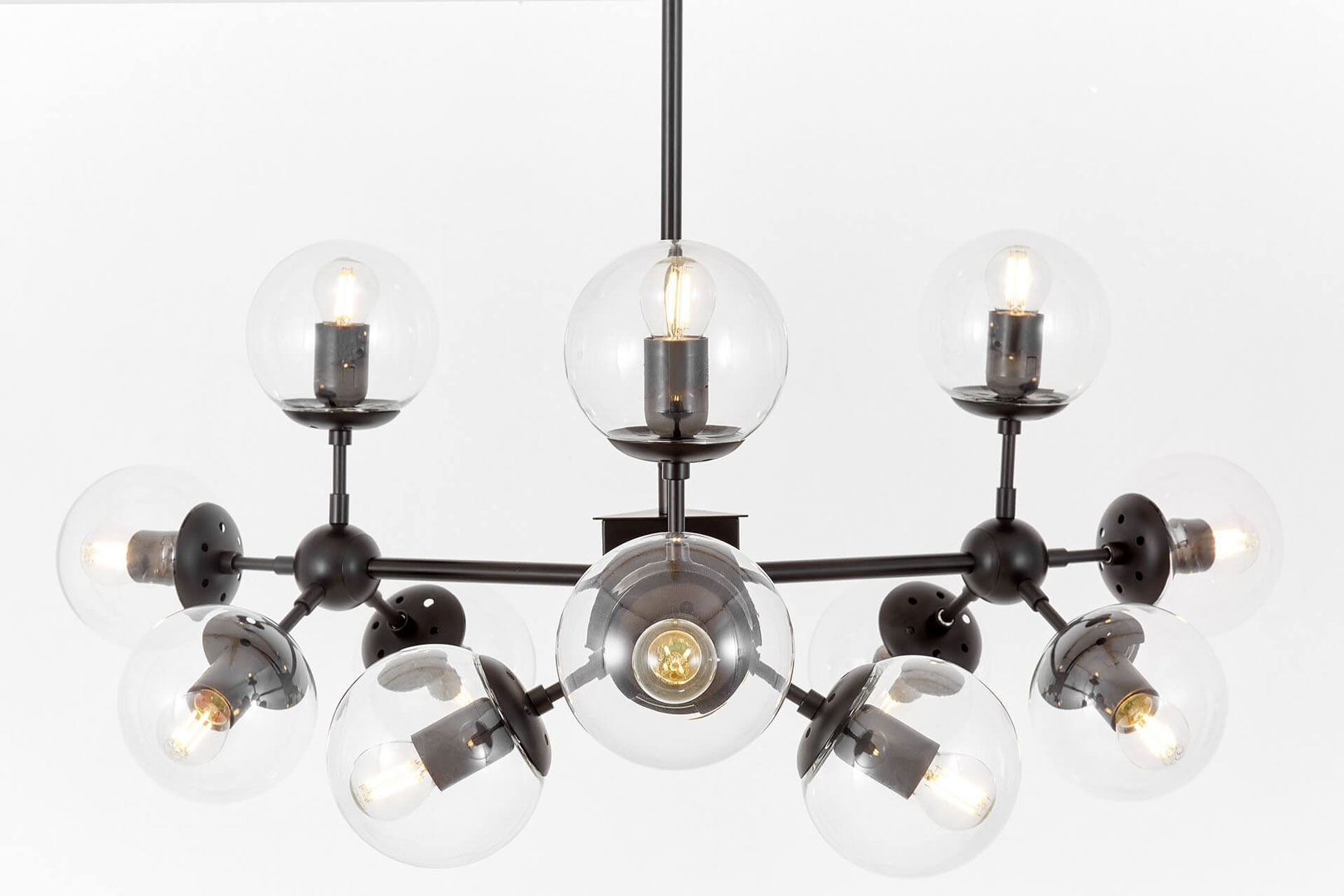 Černá závěsná lampa skleněné bubliny koule ZODIAK W12 designový moderní lustr - Lumina Deco obrázek 3