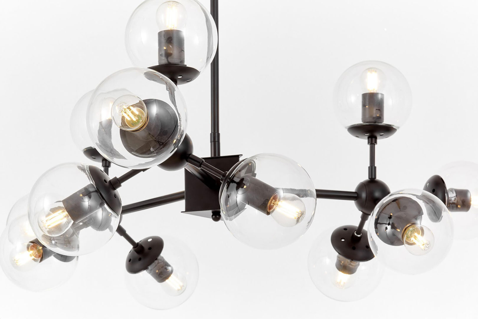 Černá závěsná lampa skleněné bubliny koule ZODIAK W12 designový moderní lustr - Lumina Deco obrázek 4