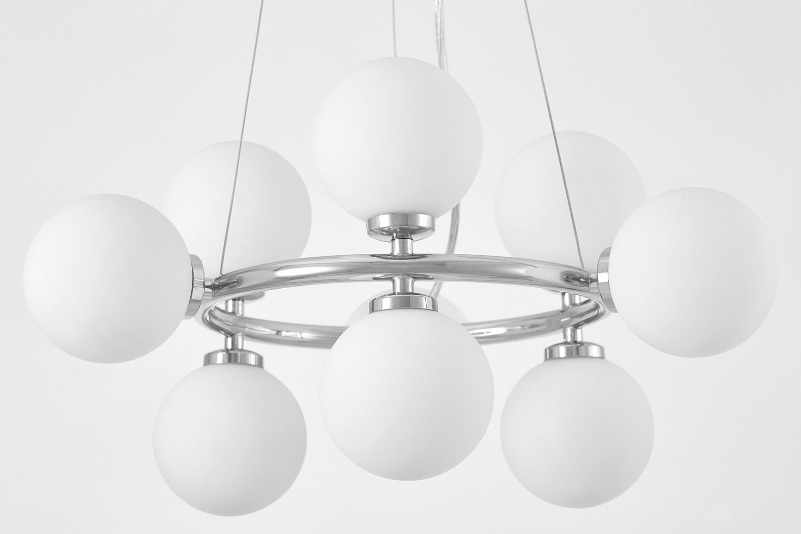 Designová chromovaná závěsná lampa MARSIADA vícebodová bílá - Lumina Deco obrázek 3