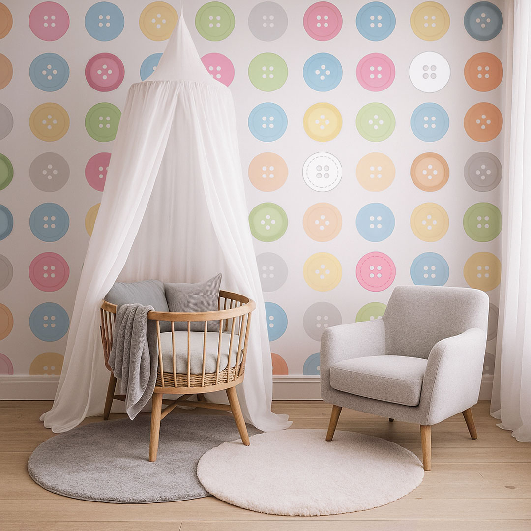 Tapeta s barevnými knoflíky - Dekoori obrázek 2