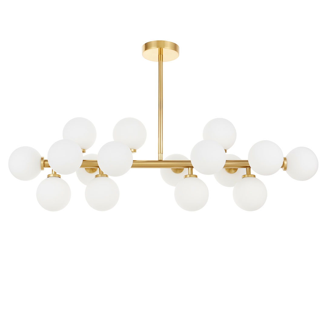 Elegantní, mosazné, závěsné svítidlo PETRICA bílé stínidla skleněné koule - Lumina Deco obrázek 3
