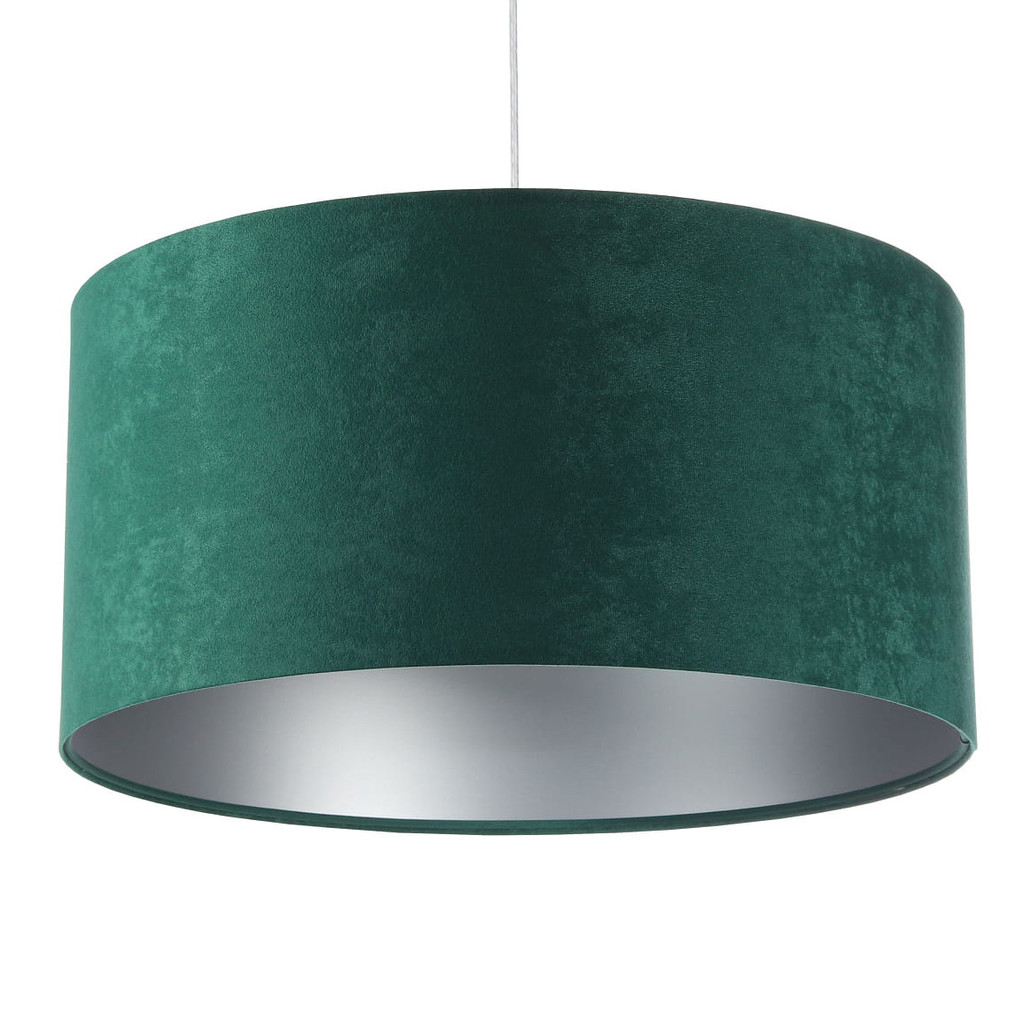 Zeleno-stříbrné závěsné svítidlo s velurovým stínidlem ve tvaru válce OLIMPIA - BPS Koncept obrázek 1