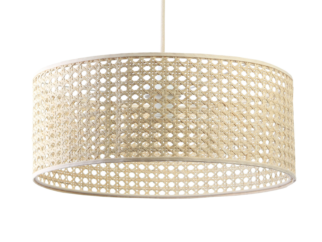 Přírodní závěsná lampa s boho ratanovým stínidlem ve tvaru válce ROTANG - BPS Koncept obrázek 1