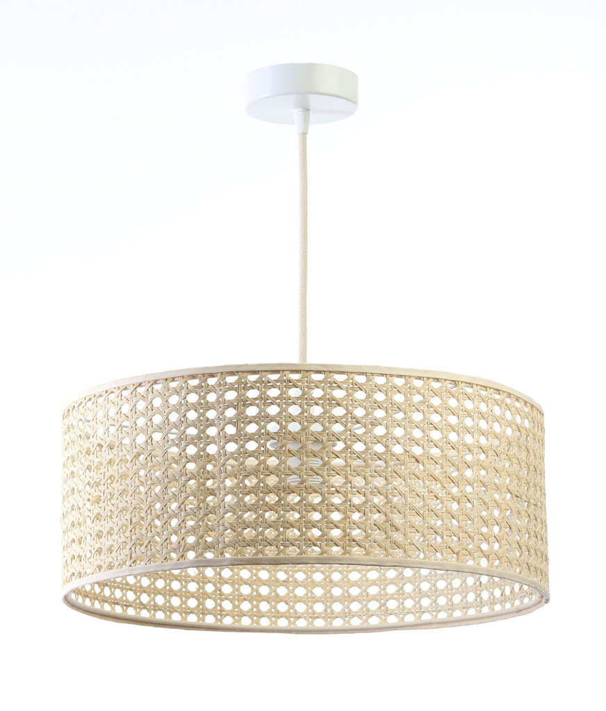 Přírodní závěsná lampa s boho ratanovým stínidlem ve tvaru válce ROTANG - BPS Koncept obrázek 3