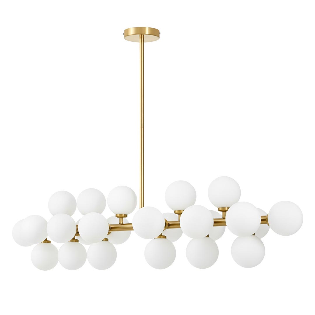 Elegantní, mosazné, závěsné svítidlo PETRICA bílé stínidla skleněné koule - Lumina Deco obrázek 2