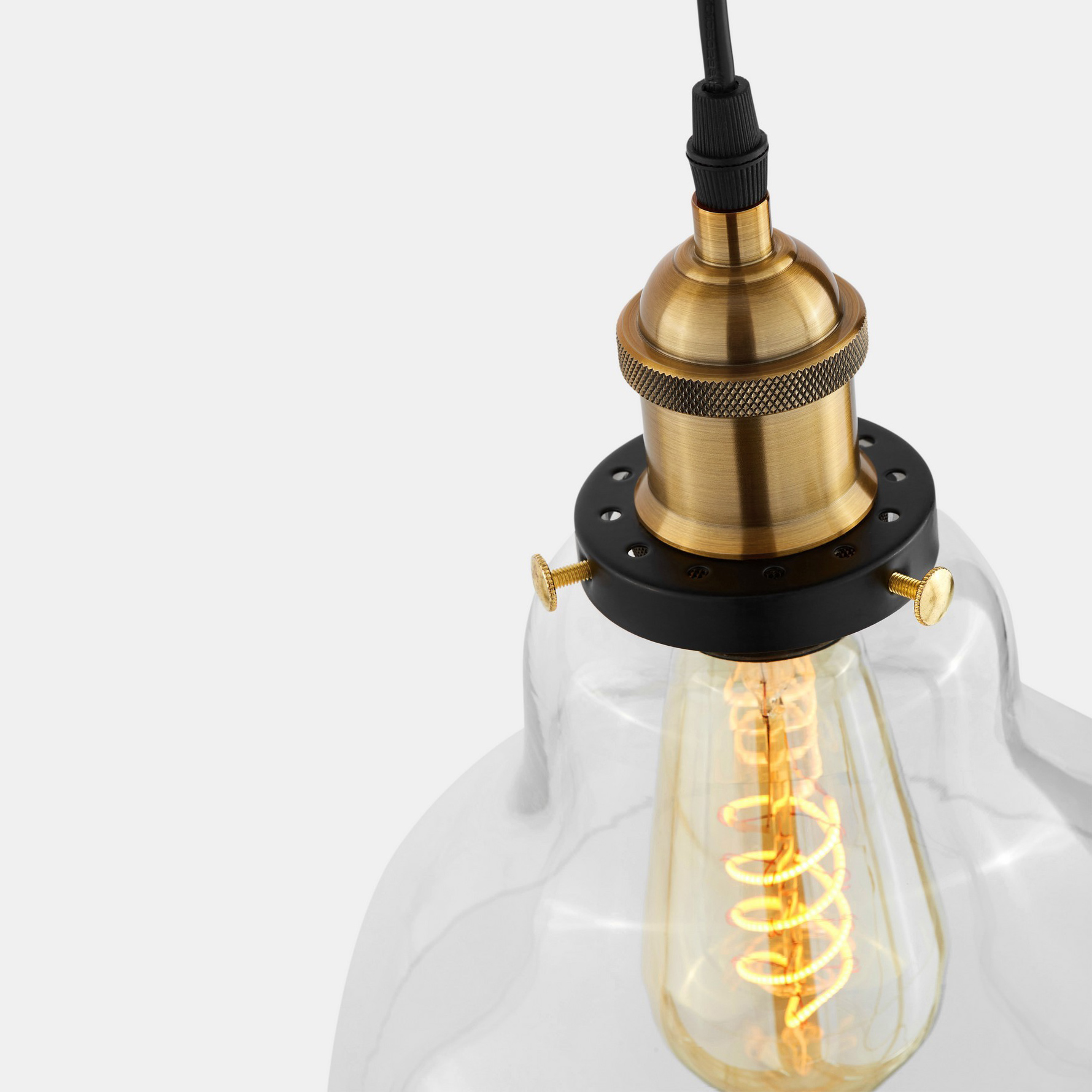 Průhledné závěsné světlo, industriální svítidlo, skleněné stínidlo, retro styl - ZUBI - Lumina Deco obrázek 4