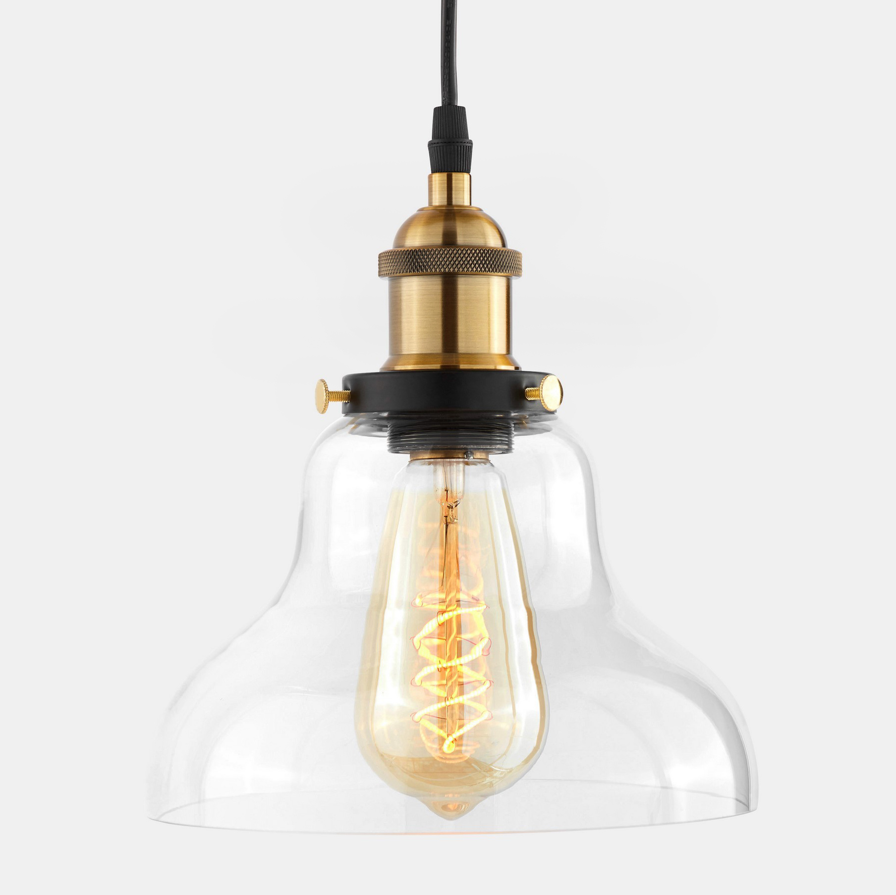Průhledné závěsné světlo, industriální svítidlo, skleněné stínidlo, retro styl - ZUBI - Lumina Deco obrázek 3