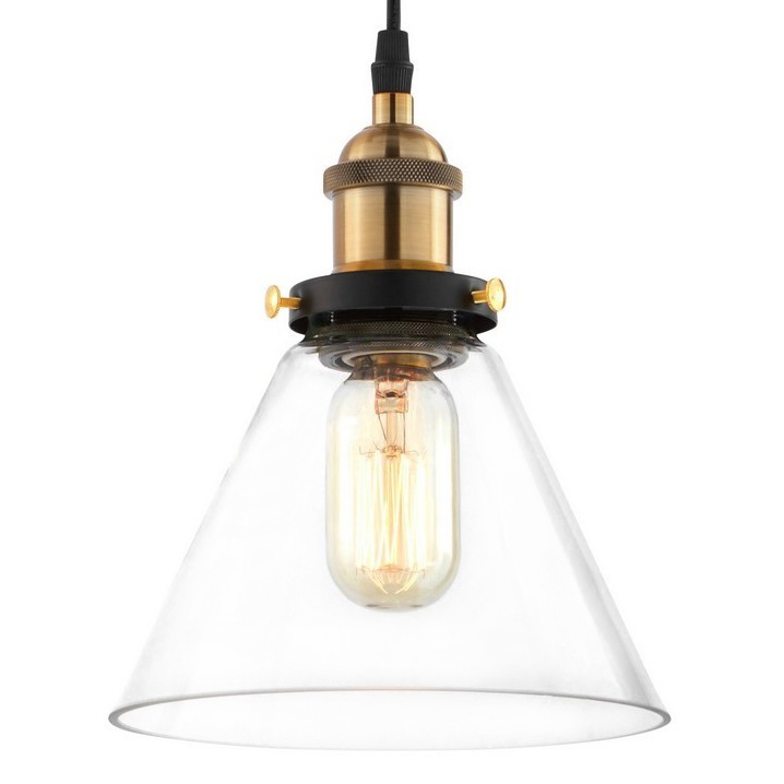 Industriální, skandinávské stropní svítidlo NUBI, skleněné průzračné kuželové stínidlo - Lumina Deco obrázek 1
