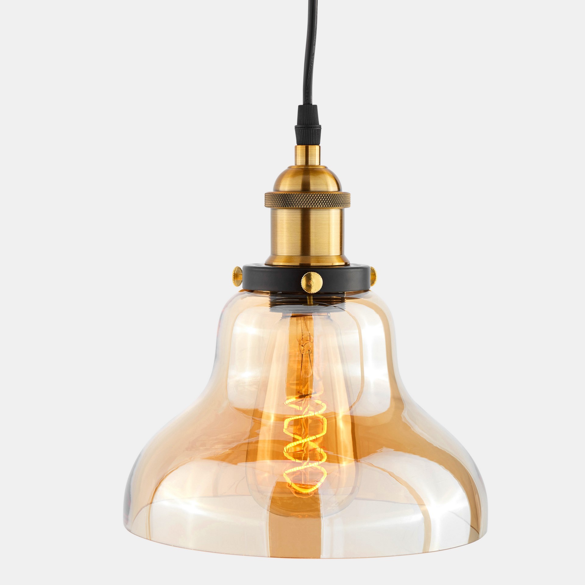 Jantarová závěsná lampa ZUBI skleněná kopule industriální retro vintage - Lumina Deco obrázek 4