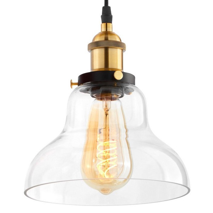 Průhledné závěsné světlo, industriální svítidlo, skleněné stínidlo, retro styl - ZUBI - Lumina Deco obrázek 1