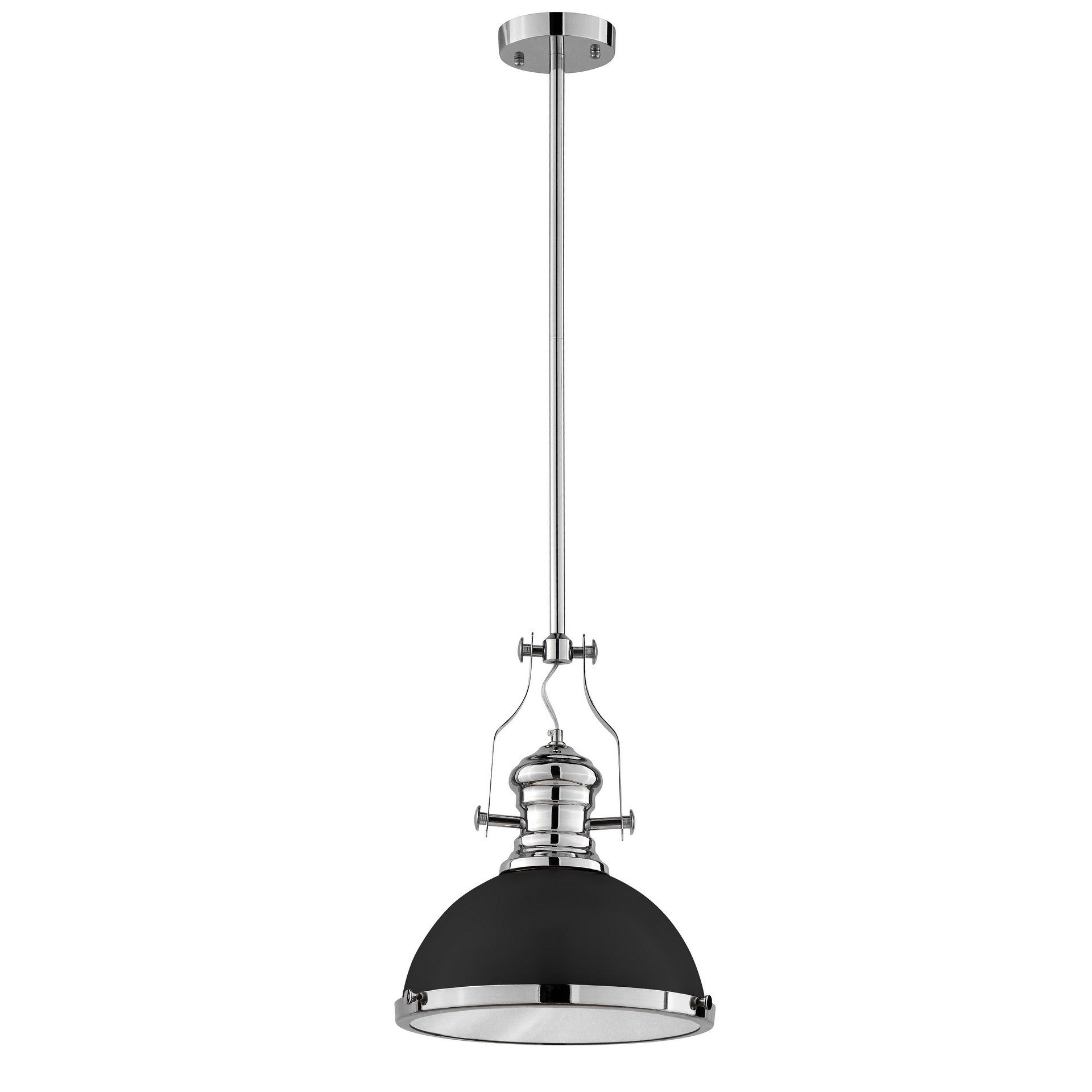 Černá loftová průmyslová lampa závěsná ETTORE kovová matná kopule - Lumina Deco obrázek 3