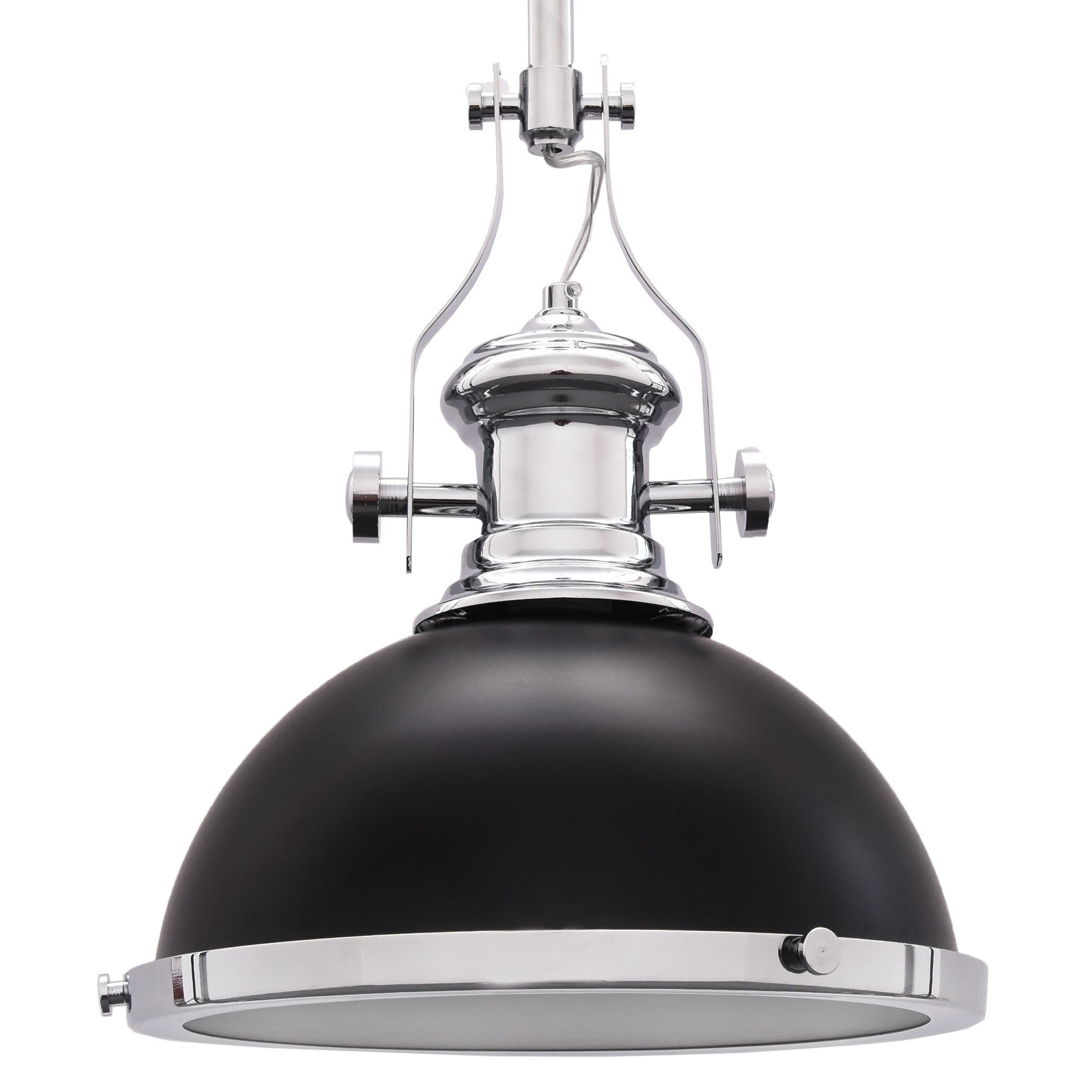 Černá loftová průmyslová lampa závěsná ETTORE kovová matná kopule - Lumina Deco obrázek 1