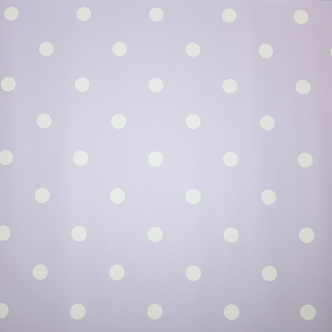 Fialová tapeta s drobnými bílými puntíky, tečkami, polka dot 2 cm - Dekoori obrázek 3
