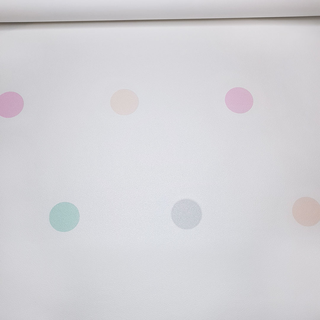 Tapeta s barevnými pastelovými puntíky, tečkami, polka dot 5 cm - Dekoori obrázek 3