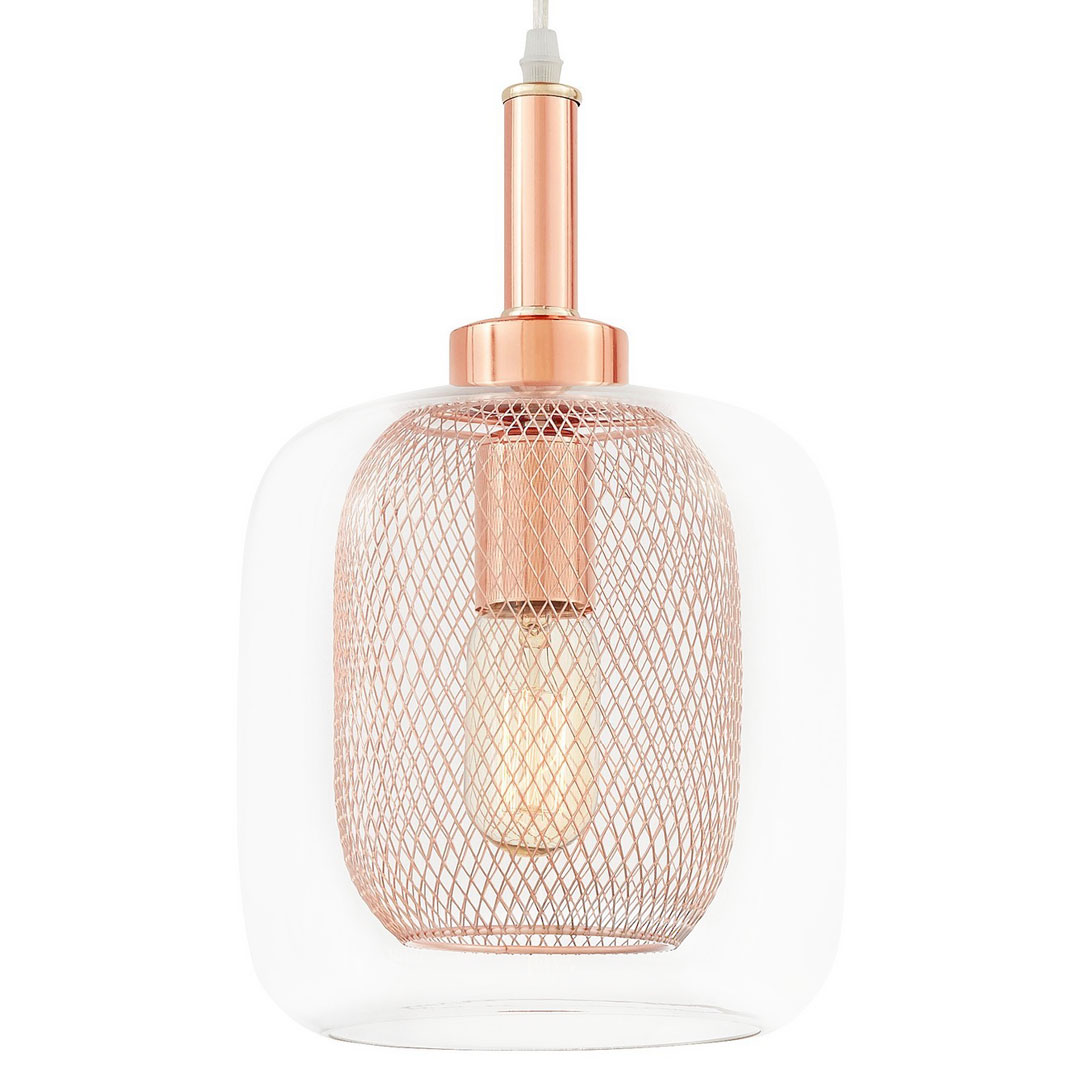 Módní, moderní stropní svítidlo BESSA měď / růžové zlato, kov, sklo - Lumina Deco obrázek 1
