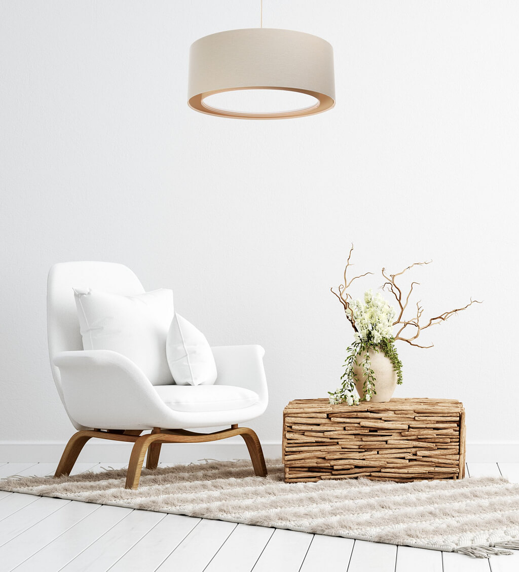 Krémová a béžová závěsná lampa s kulatým odstínem z jutové tkaniny BOHO - VIVIENNE - BPS Koncept obrázek 2