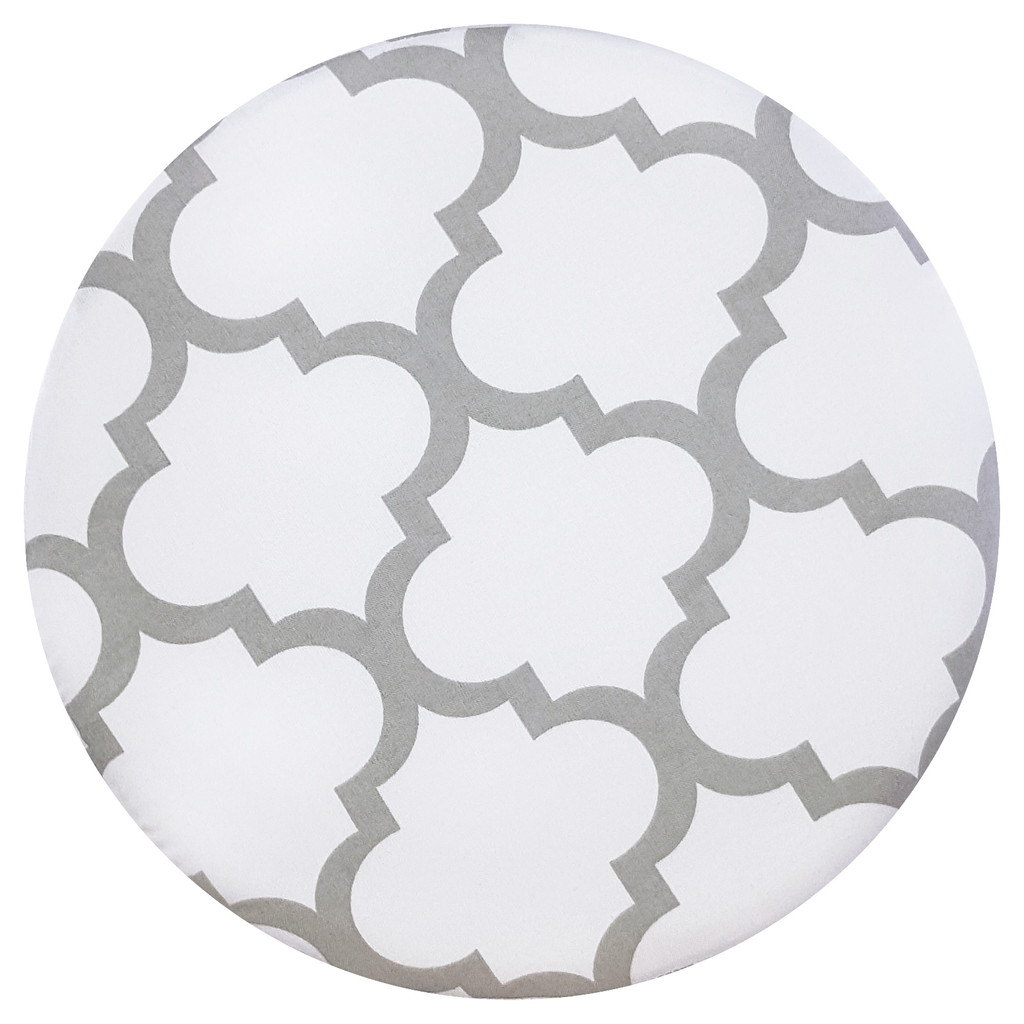 Bílý pouf skandinávský design šedý vzor marocký jetel - Lily Pouf obrázek 2
