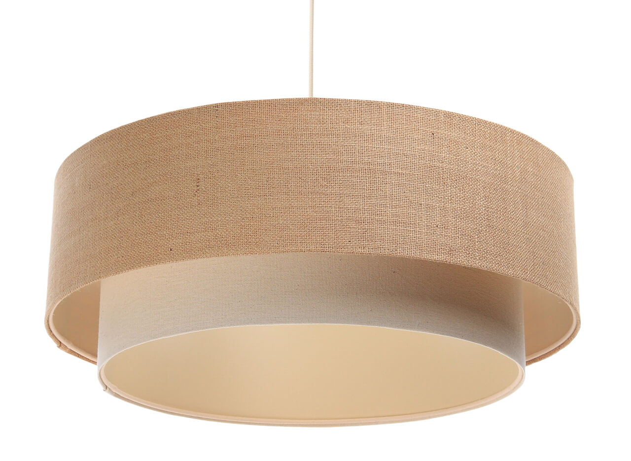 Závěsná BOHO lampa z juty s dvojitým béžovým a krémovým jutovým a lněným stínidlem - BPS Koncept obrázek 1