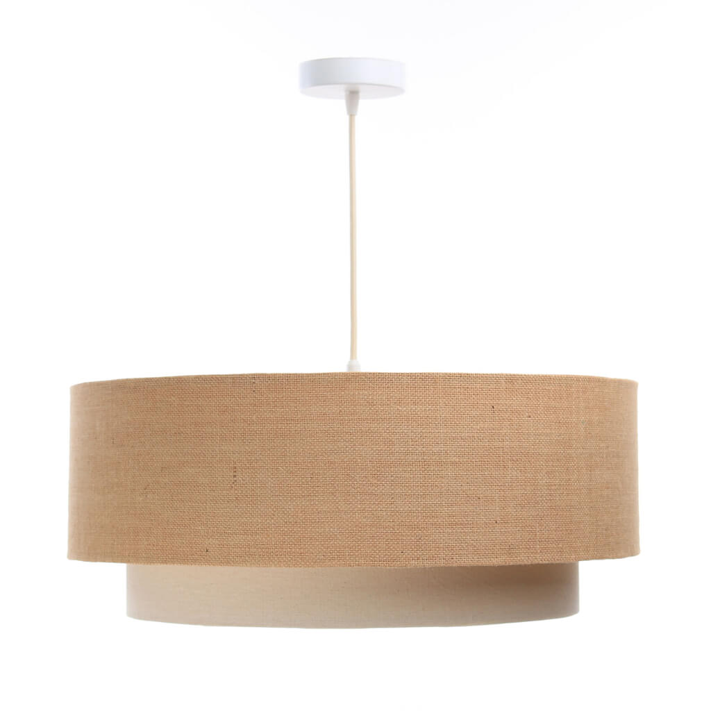 Závěsná BOHO lampa z juty s dvojitým béžovým a krémovým jutovým a lněným stínidlem - BPS Koncept obrázek 4