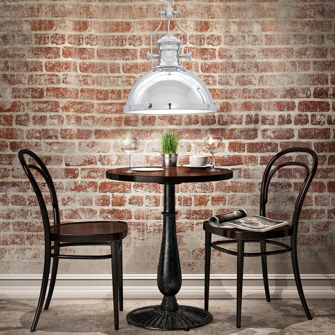Stříbrná loftová stropní lampa ETTORE kovová, zavěšená na řetízku - Lumina Deco obrázek 2