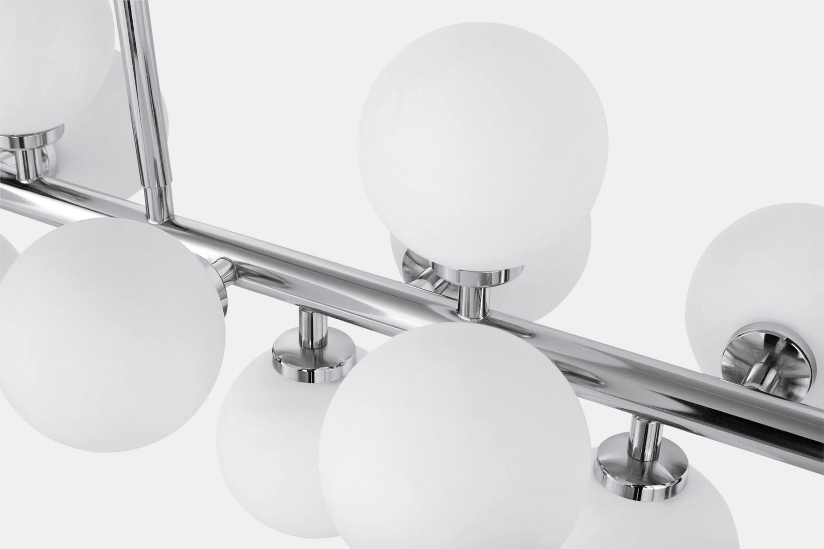 Designová horizontální závěsná lampa PETRICA chrom, stínidla koule - Lumina Deco obrázek 4