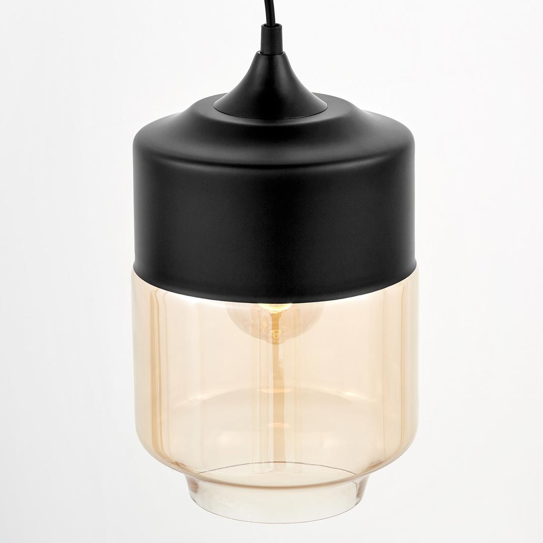 Černé stropní svítidlo, lampa ASTILA, stínidlo ze skla a kovu, loftová, moderní - Lumina Deco obrázek 4