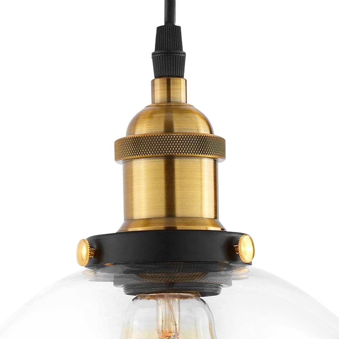 Loftový skleněný lustr, závěsná lampa NAVARRO nastavitelná, průhledná koule - Lumina Deco obrázek 4