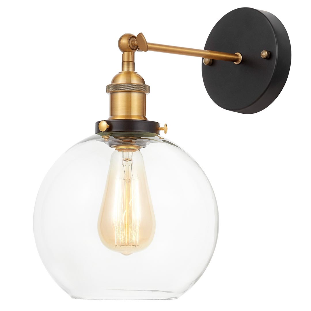 Nástěnné svítidlo, skleněné průzračné stínítko NAVARRO nástěnná lampa loftová - Lumina Deco obrázek 1
