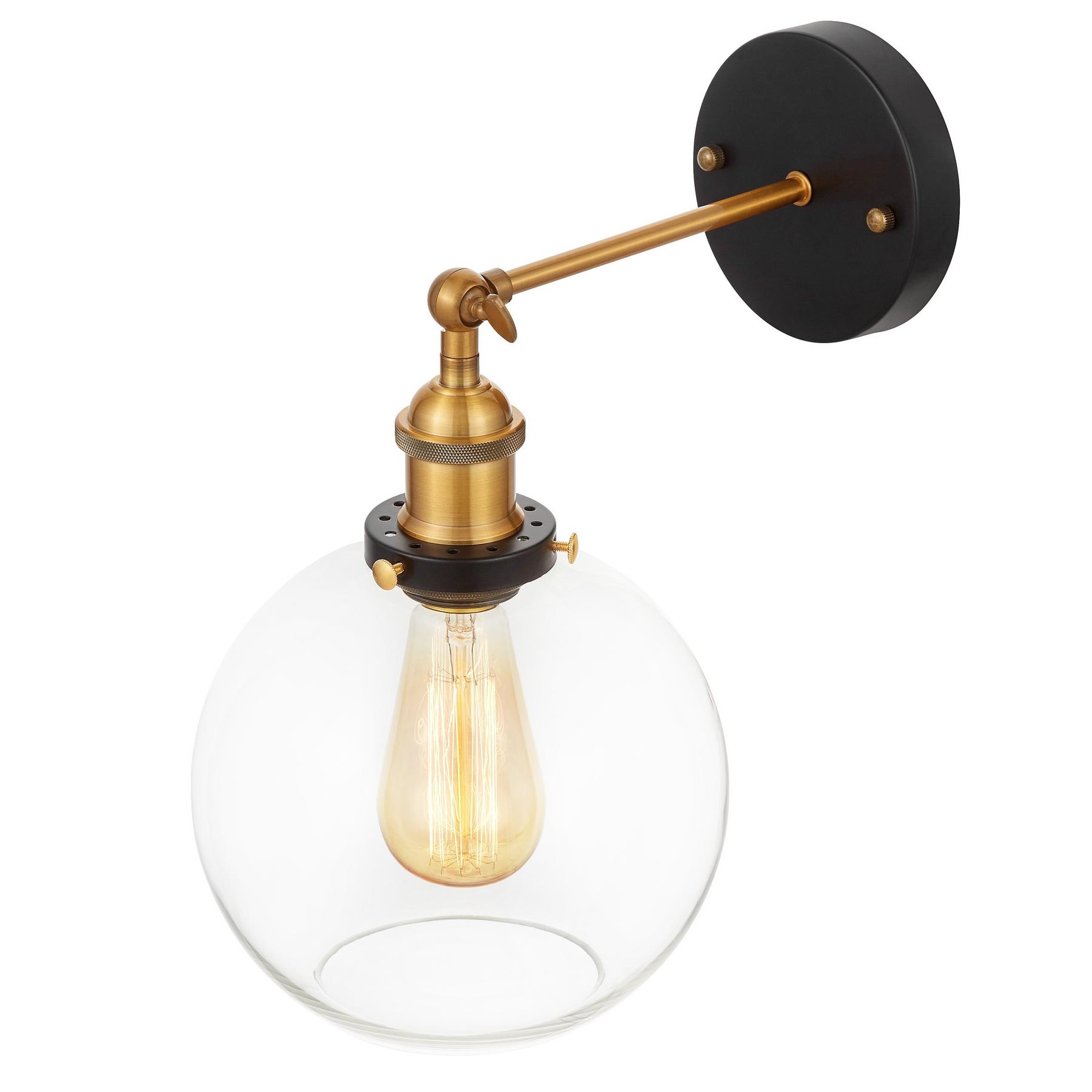 Nástěnné svítidlo, skleněné průzračné stínítko NAVARRO nástěnná lampa loftová - Lumina Deco obrázek 3