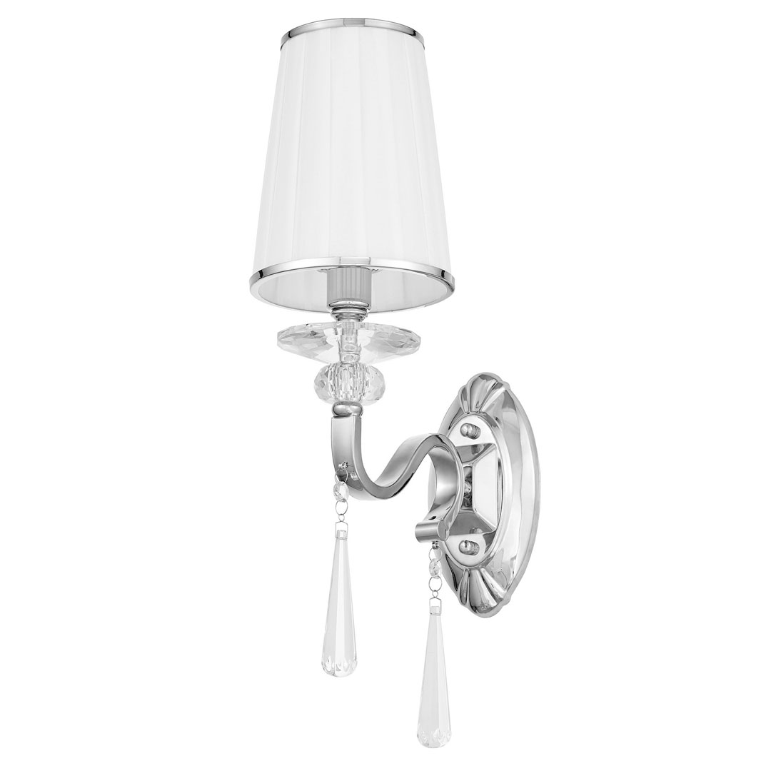 Nástěnná lampička s ověsy FEDERRICA W1 bílé stínidlo, lampa na zeď, stříbrná, chromovaný rám - Lumina Deco obrázek 1