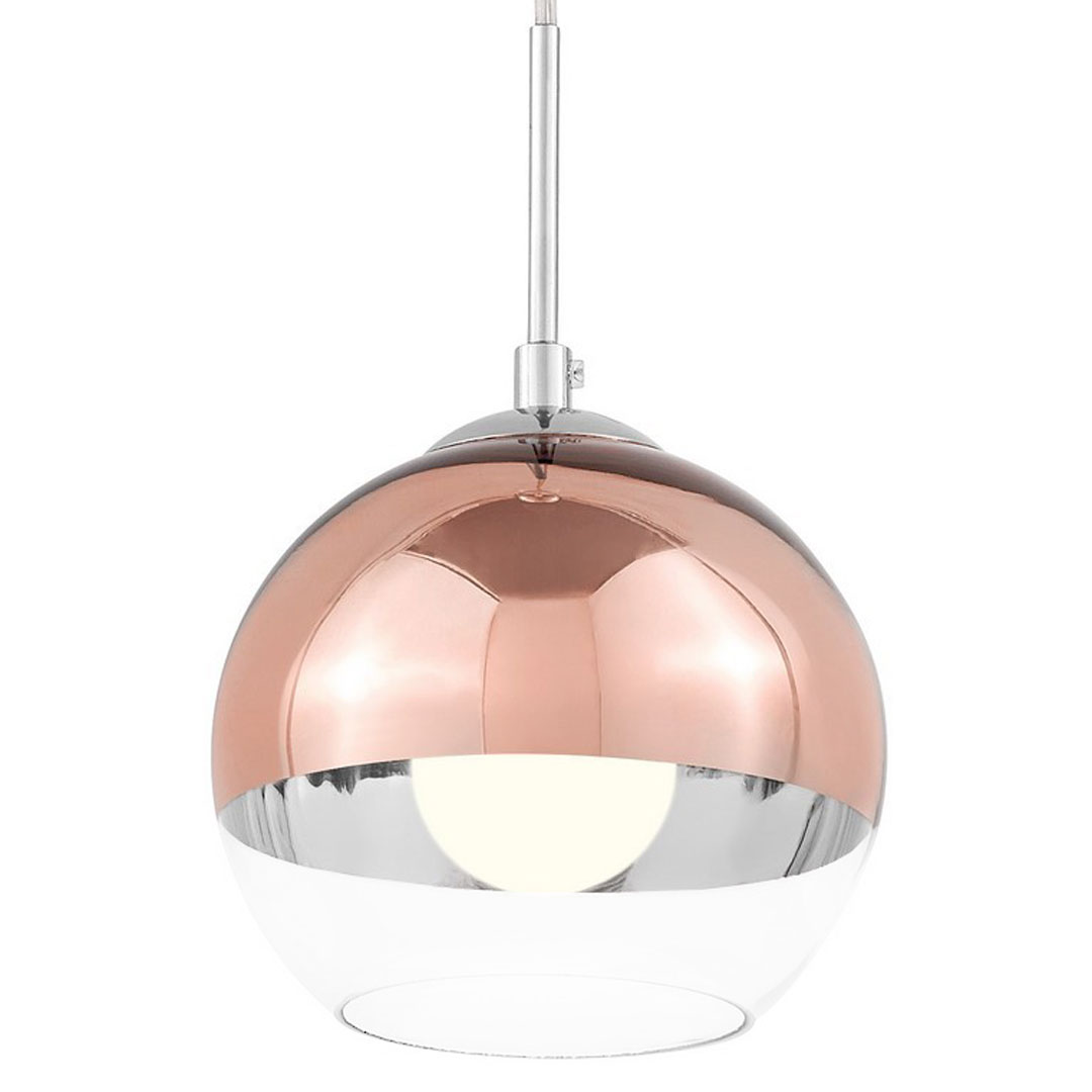 Stropní lampa, lustr VERONI moderní skleněné stínidlo koule růžové zlato rose gold - Lumina Deco obrázek 1