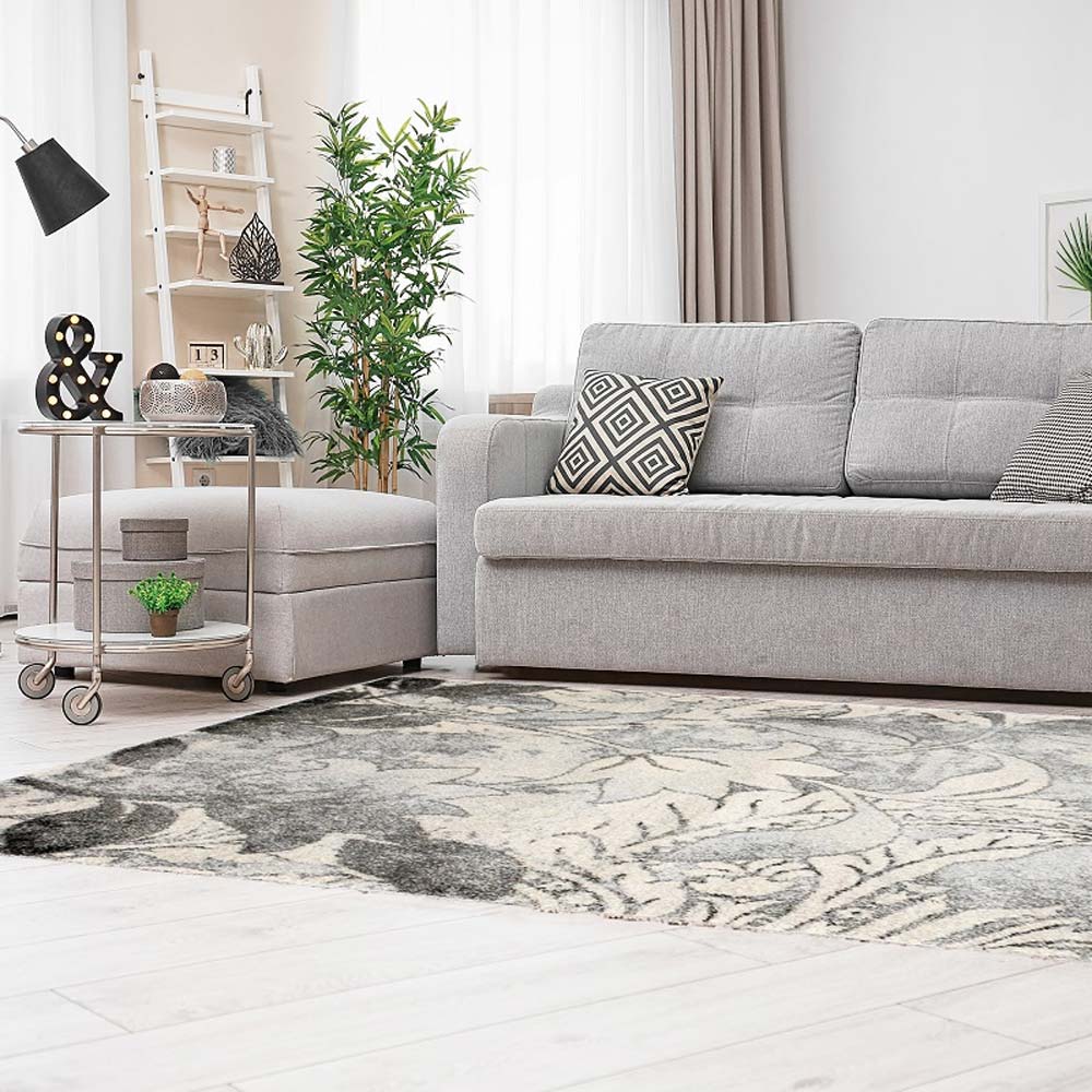 Šedý silný koberec s květinovým vzorem Home Jungle - Carpetforyou obrázek 2