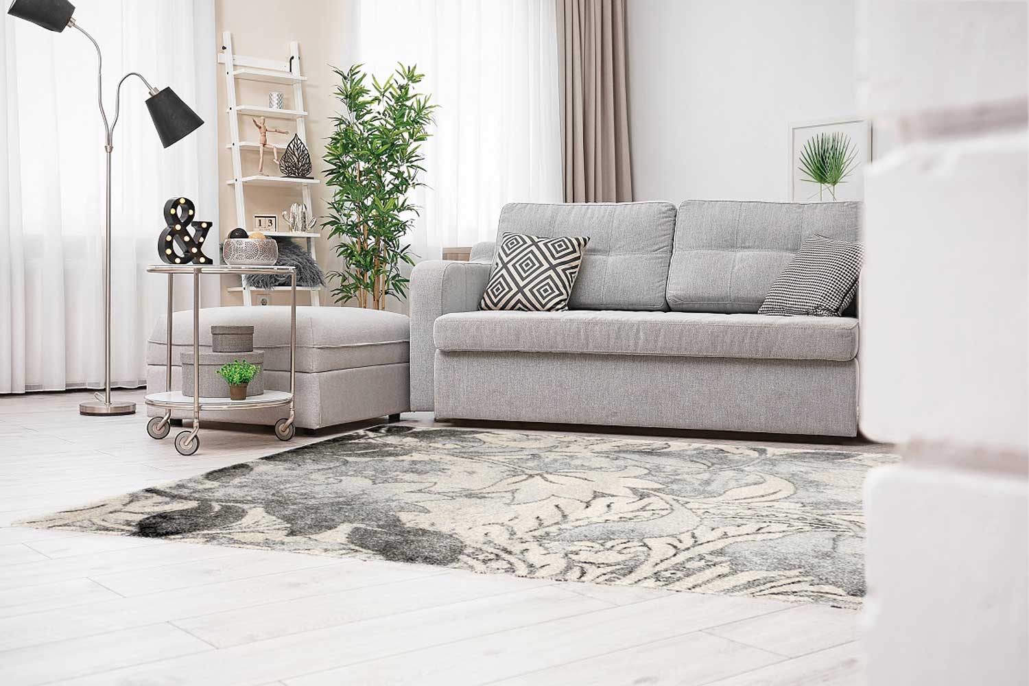 Šedý silný koberec s květinovým vzorem Home Jungle - Carpetforyou obrázek 4
