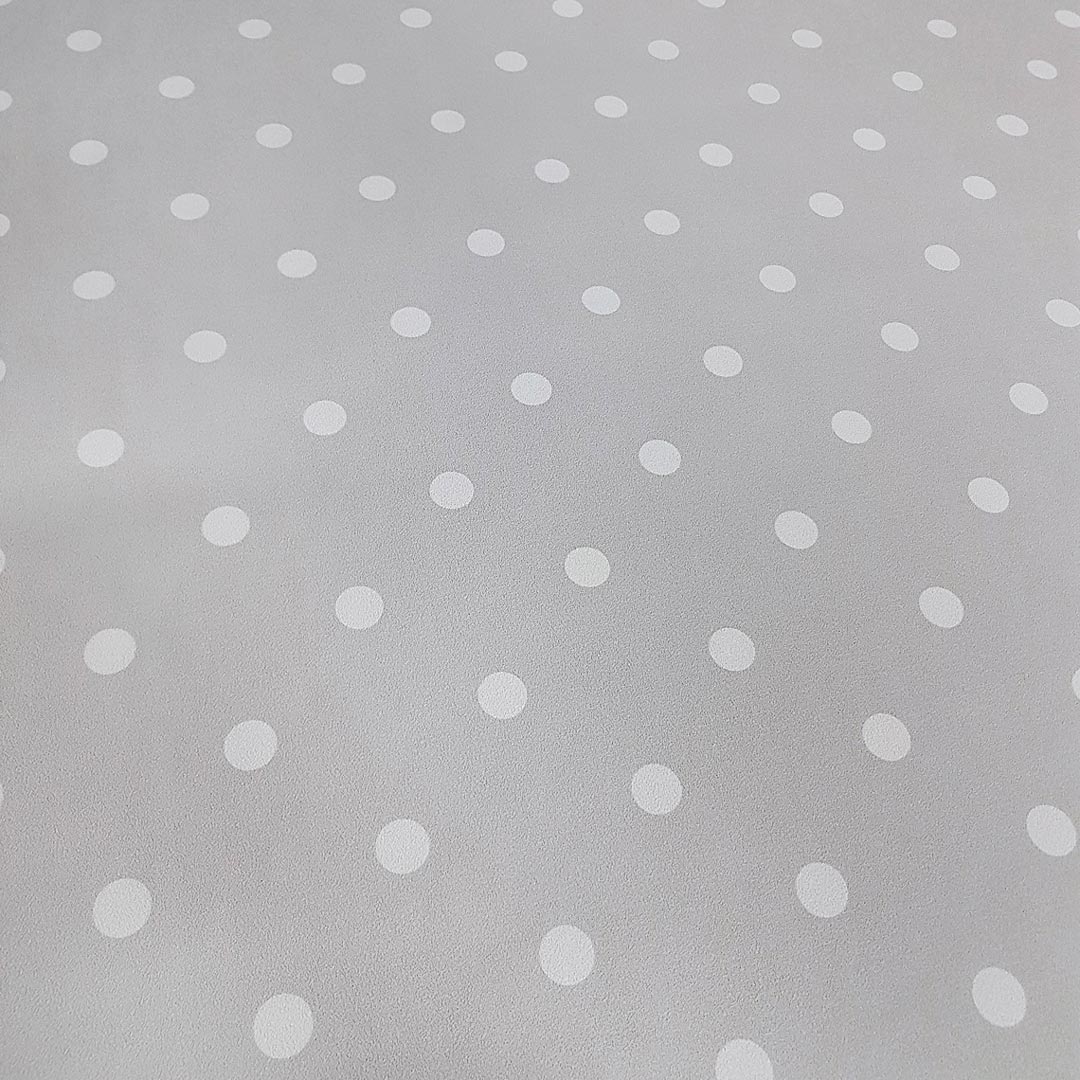 Šedá tapeta s drobnými bílými puntíky, tečkami, polka dot 2 cm - Dekoori obrázek 4