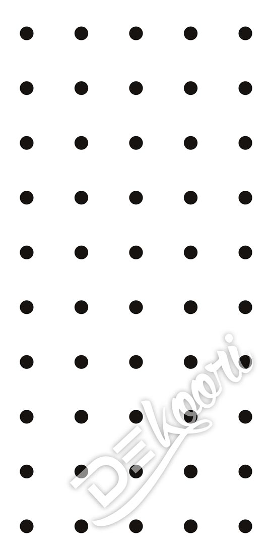 Bílá tapeta s černými puntíky, tečky, polka dot 5 cm - čtvercové uspořádání - Dekoori obrázek 3