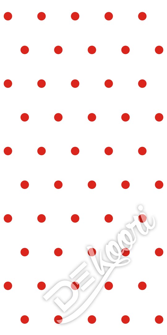 Bílá tapeta s červenými puntíky, tečkami 5 cm - Dekoori obrázek 2