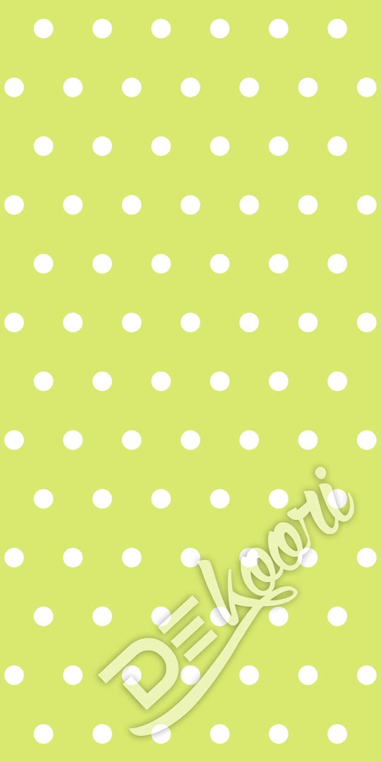 Tapeta zelená, limetková s bílými puntíky, tečkami 5 cm - Dekoori obrázek 3