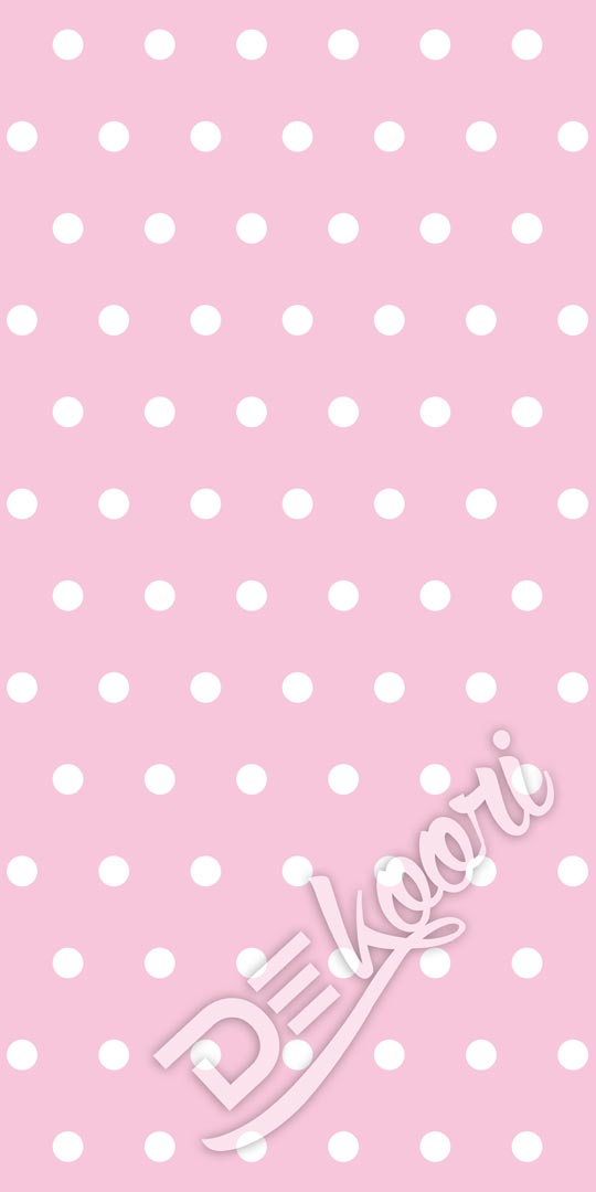 Růžová tapeta s bílými puntíky, tečkami, polka dot 5 cm - Dekoori obrázek 3