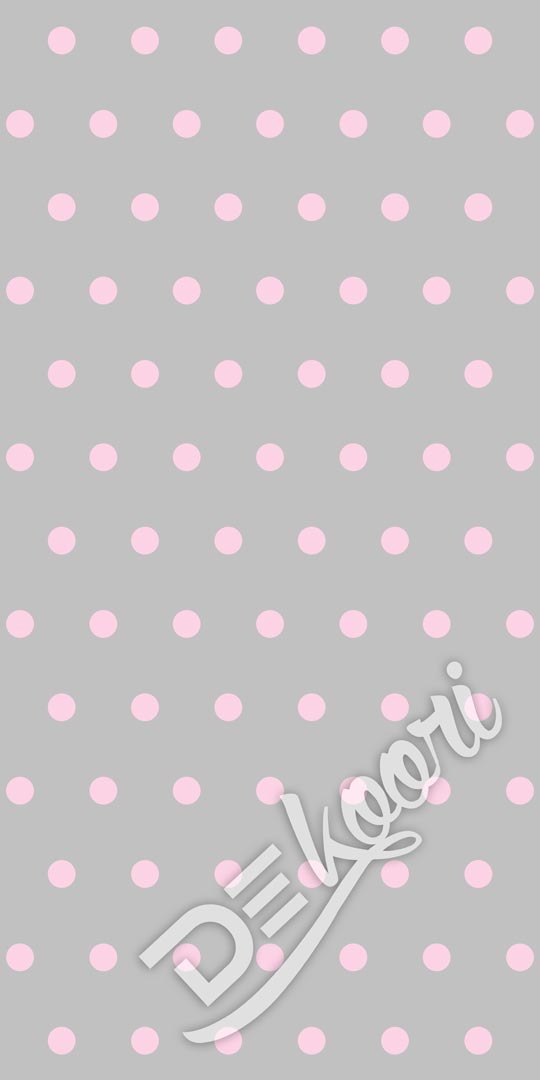 Šedá puntíkovaná tapeta do bytu s růžovými puntíky, tečky 5 cm - Dekoori obrázek 3
