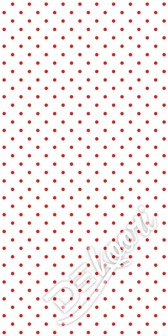 Bílá tapeta s malými červenými puntíky, tečky 2 cm - Dekoori obrázek 2