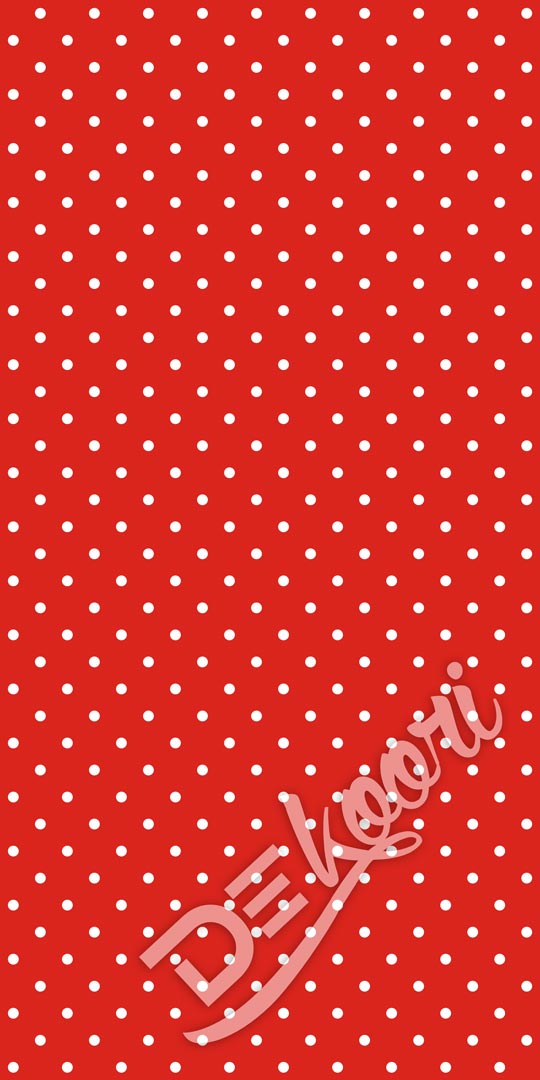 Červená tapeta s drobnými bílými puntíky 2 cm - Dekoori obrázek 3