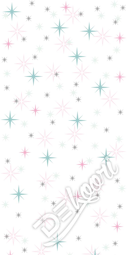 Tapeta bílo-mátovo-růžovo-šedá s míhajícími se hvězdami - Dekoori obrázek 3